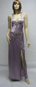   Evening Purple Lavender Beaded Cress   Neck Long Dress 6 NEW  