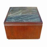 30 x 30 Wood And Marble Pedestal Coffee Side Table  