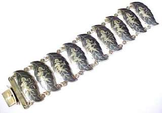 Vintage Siam Sterling Silver / Niello Bracelet ~ 6 1/4 x 1.4  
