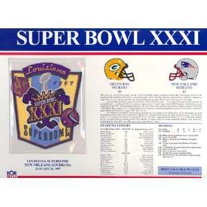  Super Bowl XXXI Patch and Game Details Card Sports 