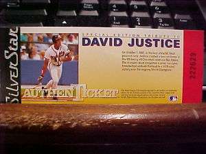 1991 AuthenTicket Special Edition Tribute David Justice  