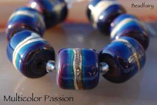 BF * Multicolor Passion * Lampwork Beads 7 Barrels SRA  