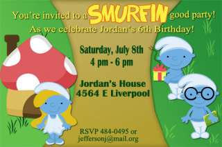Smurfs Birthday Party Invitation Digital File  