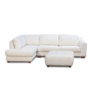  Zen White Leather Sectional Sofa with Chaise LAF