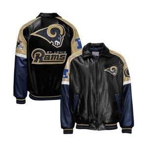  St. Louis Rams Black Pleather Varsity Jacket Sports 