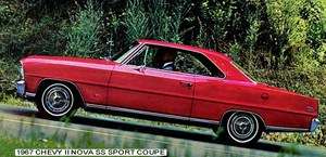1967 CHEVROLET ~ CHEVY II NOVA SS SPORT COUPE(RED) MAGNET  