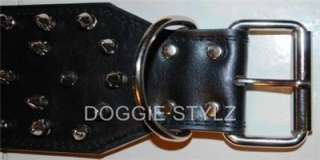 Black Leather Dog Collar Spike 17 21 Pitbull USA  
