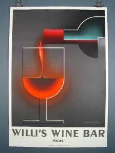Original 1984 Willis Wine Bar 1st edt. A.M.Cassandre  