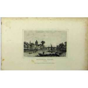  C1848 Battersea Bridge Surrey River Boat Dugdales Print 