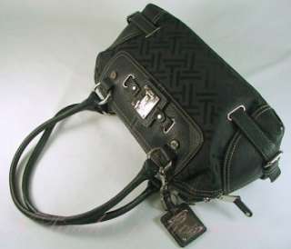 Tignanello Double Belted Signature Satchel Bag Purse Black  