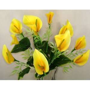  12 Yellow Calla Artificial Silk Flowers Bouquet   Just 