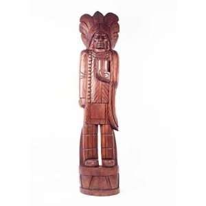  5 Foot Solid Wood Cigar Store Indian   Stained