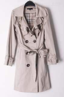 Quality Ruffles Sash Lined Japan Beige Trench Coat M2289  