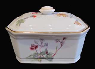   Lourioux WILDFLOWERS Porcelain Butter or Cheese Crock With Lid  