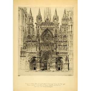 1930 Tipped In Print John Taylor Arms Art Rouen Cathedral France 