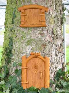 Cast Stone Elf Door Window Garden Tree Plaque Set *NEW*  