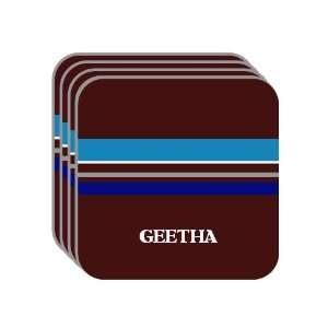 Personal Name Gift   GEETHA Set of 4 Mini Mousepad Coasters (blue 