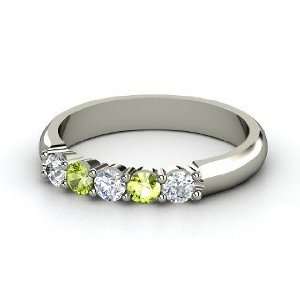   Quintessence Ring, 18K White Gold Ring with Diamond & Peridot Jewelry