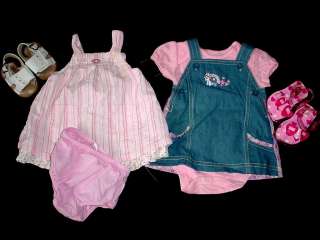59pcs USED BABY GIRL LOT NEWBORN 0 3 3 6 MONTHS SUMMER CLOTHES LOT 
