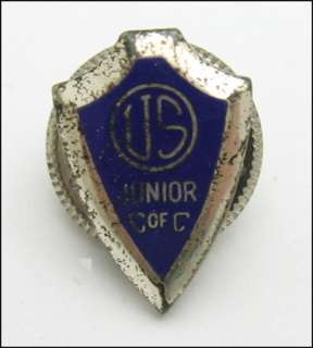 US JUNIOR C OF C PIN Vintage Shield Blue Enamel LAPEL  