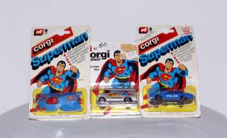 CORGI JUNIOR TOYS SUPERMAN LOT OF 3 SUPERMAN VAN POLICE BUICK AND 