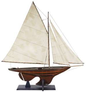 XL 5 Antiqued Decorative Pond Yacht Ironsides Wood Model 55 Sailboat 