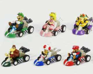   NEW Super Mario Bros 2Lot 6 Pull Back Car Kart Figure M002  