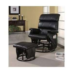  Deluxe Glider Rocker with Ottoman in Black Leatherette 