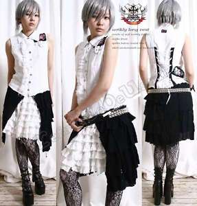 Gothic Lolita Punk Wrinkly TUX Vest+Tiered Hip Wrap 1PC  