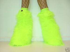 LIMITED EDITION NEON UV YELLOW FLUFFY LEGWARMERS SNOOKI BOOTS  