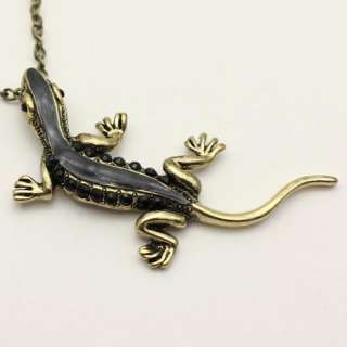 black gecko rhinestone Crystal alloy necklace XL098  