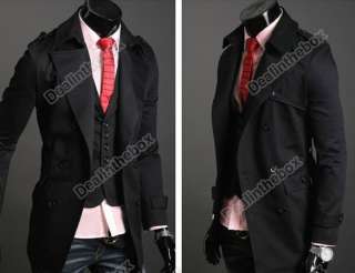  Stylish Double Breasted Long Trench Coat Jacket Windbreak 2 Colors