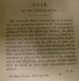 1869 PROFESSOR CHARLES ANTHON Mormon Interest LDS Book of CICERO 