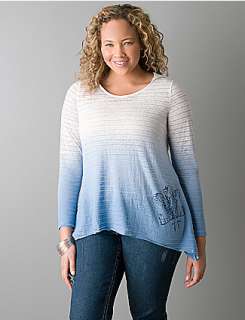 Plus size burnout stripe hoodie by Seven7  Lane Bryant