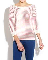 Red Pattern (Red) Boxy Fit Striped Sweat  239920069  New Look