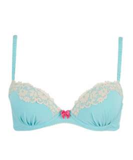 Turquoise (Blue) Lace Trim Balconette Bra  239907948  New Look