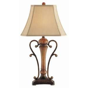  Amber Bead and Scroll Iron Table Lamp