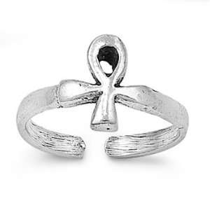  Sterling Silver Ankh Toe Ring Jewelry