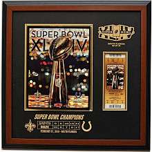 Caseworks Super Bowl XLIV Program and Ticket Brown Display Frame 