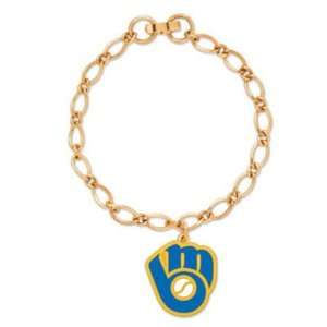  Milwaukee Brewers Official Logo Gold Charm Bracelet 