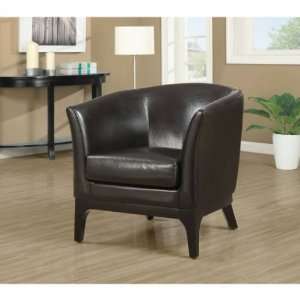   Monarch Dark Brown Leather Look Barrel Accent Chair