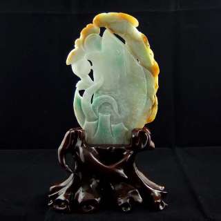 Glassy Natural 3 Color A Jadeite Jade Vivid Carp Statue  