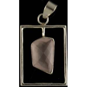 Faceted Rose Quartz Pendant   Sterling Silver Everything 