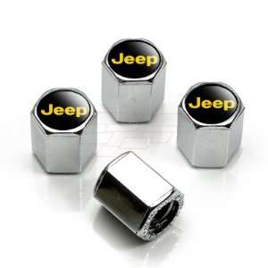  Jeep Gold Logo Chrome Tire Stem Valve Caps Automotive
