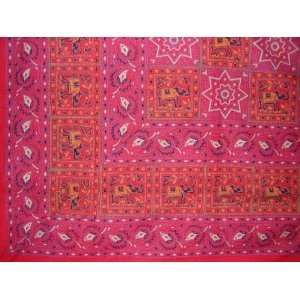  Sanganeer Tapestry Indian Bedspread Block Print Red
