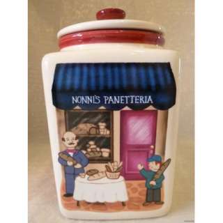 Nonnis Cafe Biscotti Collectible Jar with a Red Stripe Very Fun 