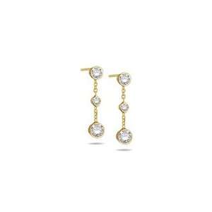  3/4 (0.71 0.80) Cts Diamond Triple Bezel Drop Earrings in 