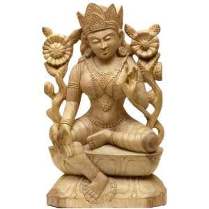  Savior Goddess Green Tara   Gambhar Wood Sculpture from 