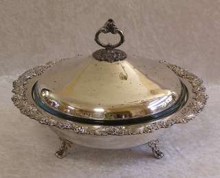 Sheffield Silver Company Footed Covered Serving Dish w/ Glass 