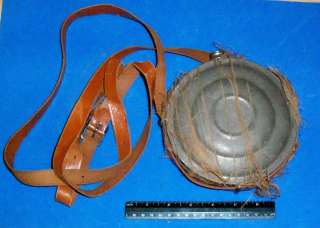  Small Tin Canteern, Drummer Boys ?, leather sling, screw top  